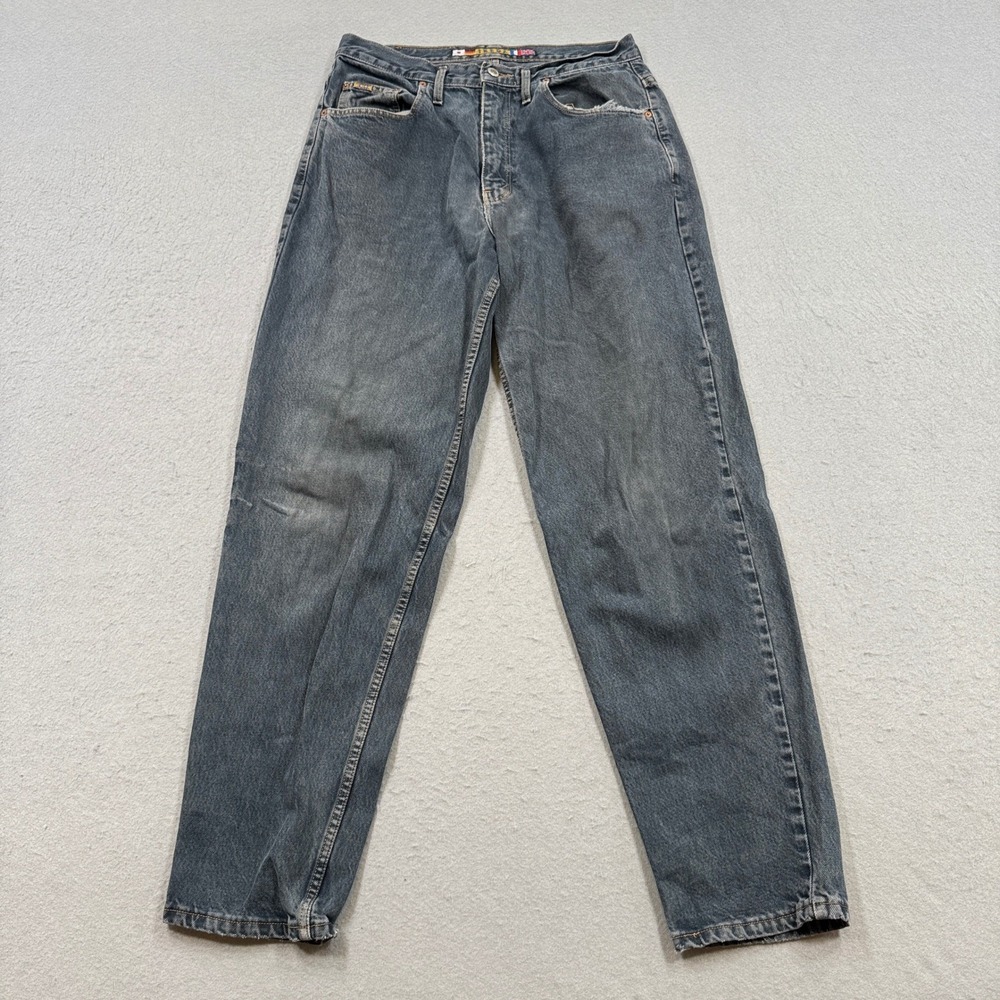 Vintage 90s Ikeda Jeans Men's 32x30 Black Denim Faded Relaxed Fit Tapered Leg